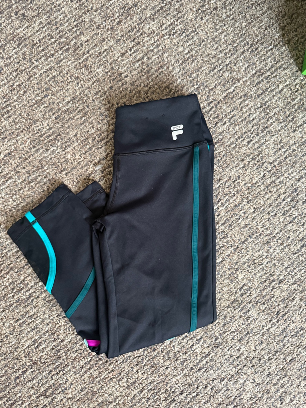 Fila Black Leggings with Teal Accent Trim